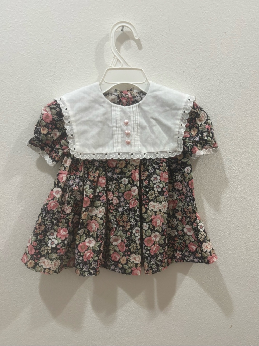 Handmade Vintage Floral Prairie Dress Cottagecore Peter Pan Collar 12-18 month